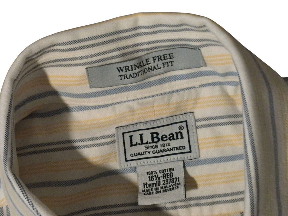L.L.Bean Mens 16.5 Dress Shirt Pastel Striped Wrinkle Free Traditional Fit Shirt - Picture 4 of 7